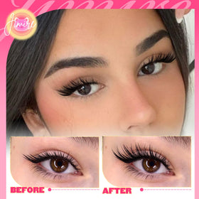JIMIRE clusters applied on model eyes demonstrating fox-eye lift