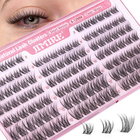 JIMIRE front packaging showing cluster lashes set and branding, easy selection benefit