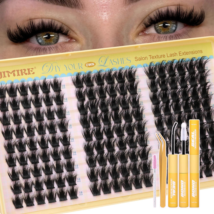 JIMIRE front packaging showing complete lash cluster kit benefits