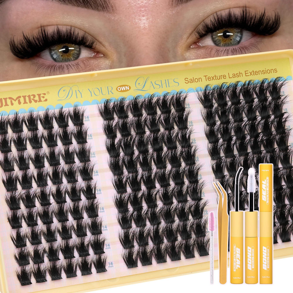 JIMIRE front packaging showing complete lash cluster kit benefits