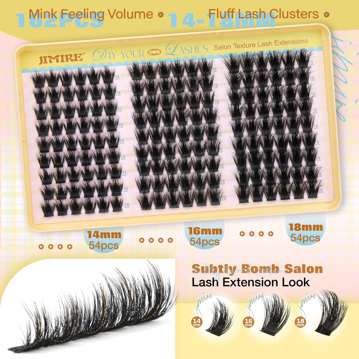 JIMIRE full tray display of 162pcs clusters for reusable-salon-grade benefit