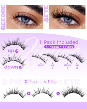 JIMIRE angled view of wispy lash texture for natural cat-eye effect
