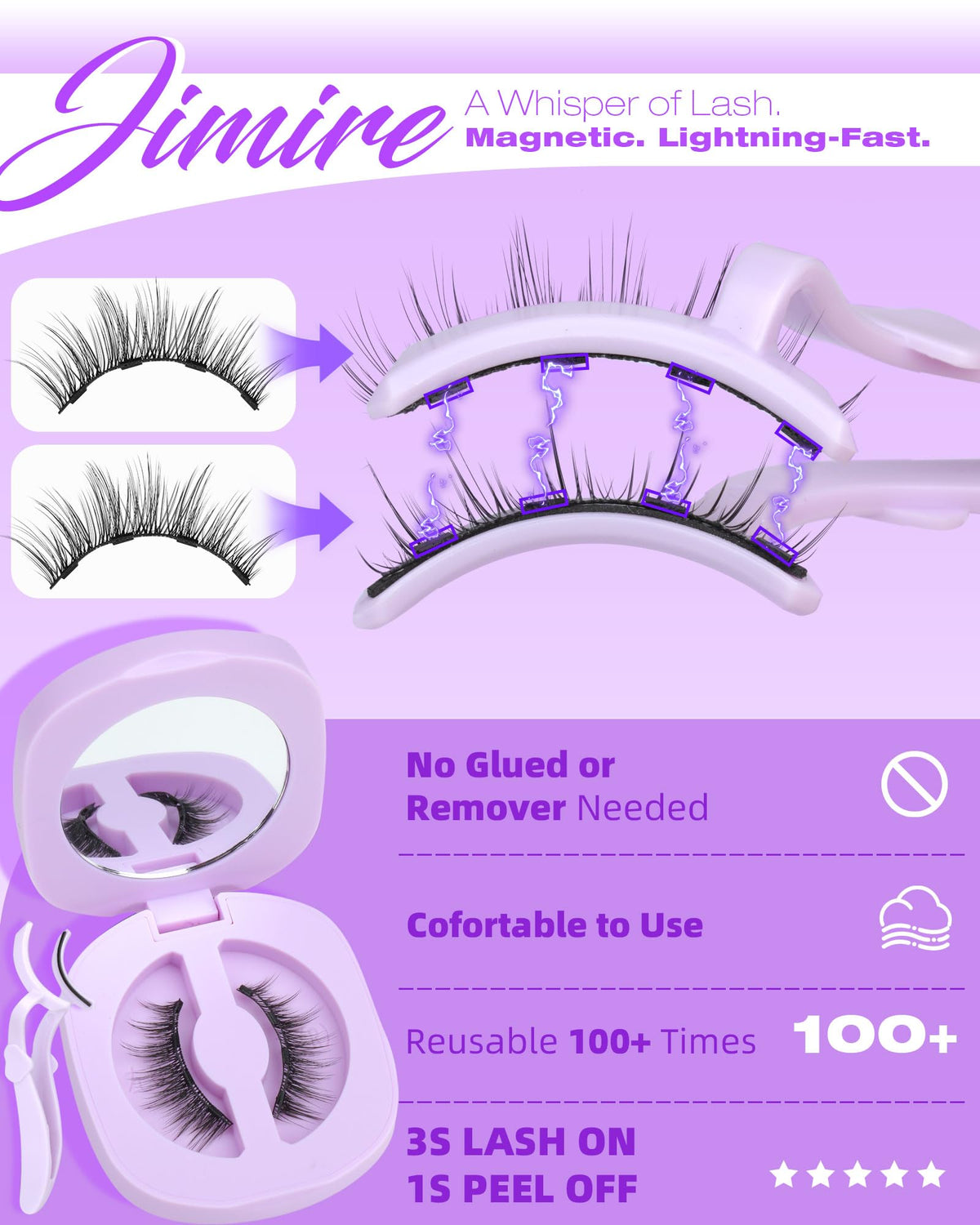 JIMIRE lashes applied on closed eye creating natural wispy volume