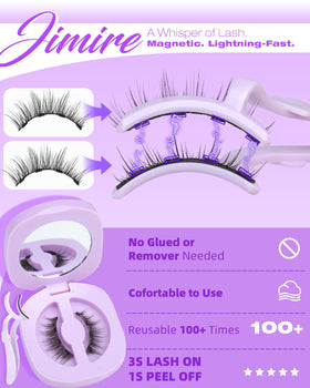 JIMIRE lashes applied on closed eye creating natural wispy volume