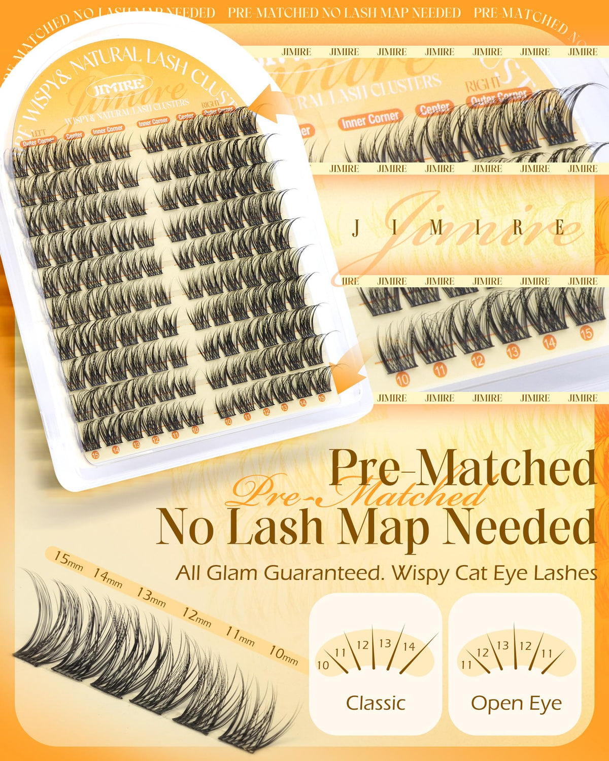 JIMIRE lashes worn showing subtle cat-eye lift and natural blend