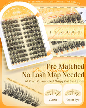 JIMIRE lashes worn showing subtle cat-eye lift and natural blend