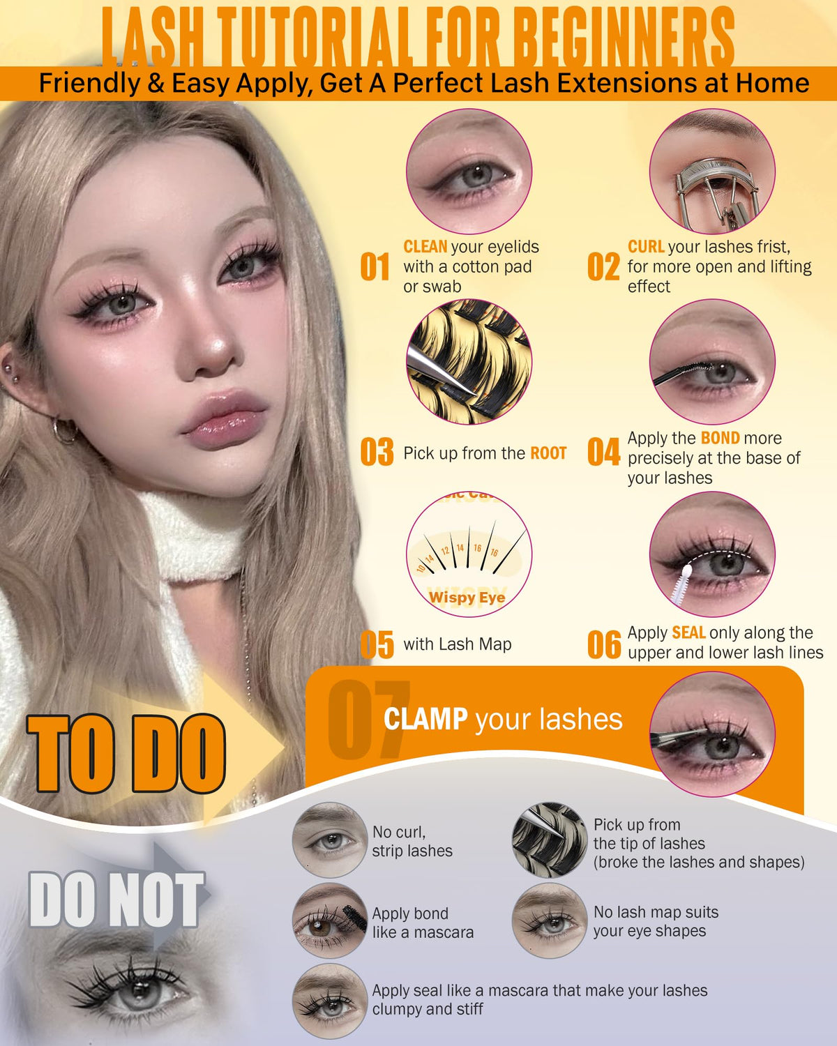 JIMIRE lashes worn on eye close-up showing lifted anime-style effect and lightweight comfort
