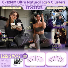 JIMIRE lifestyle image of wearer with natural, lifted lashes for everyday polished look