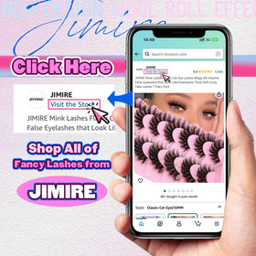 JIMIRE lifestyle flatlay with lashes complementing makeup