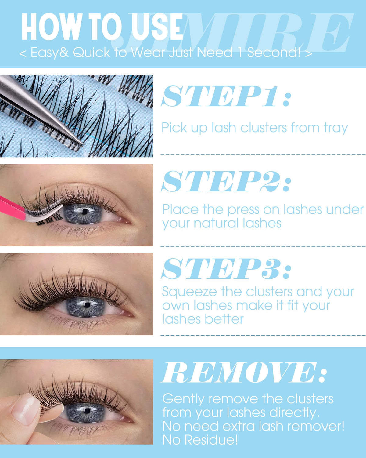 JIMIRE lifestyle model wearing lashes showing comfortable all-day wear