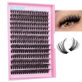 JIMIRE lifestyle model wearing fluffy clusters for a volumized eye look