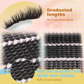 JIMIRE lash clusters beside ruler showing lengths for precise styling benefit