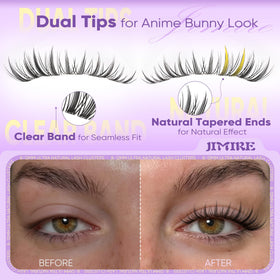 JIMIRE side profile of lashes worn, natural lift and spike definition benefit