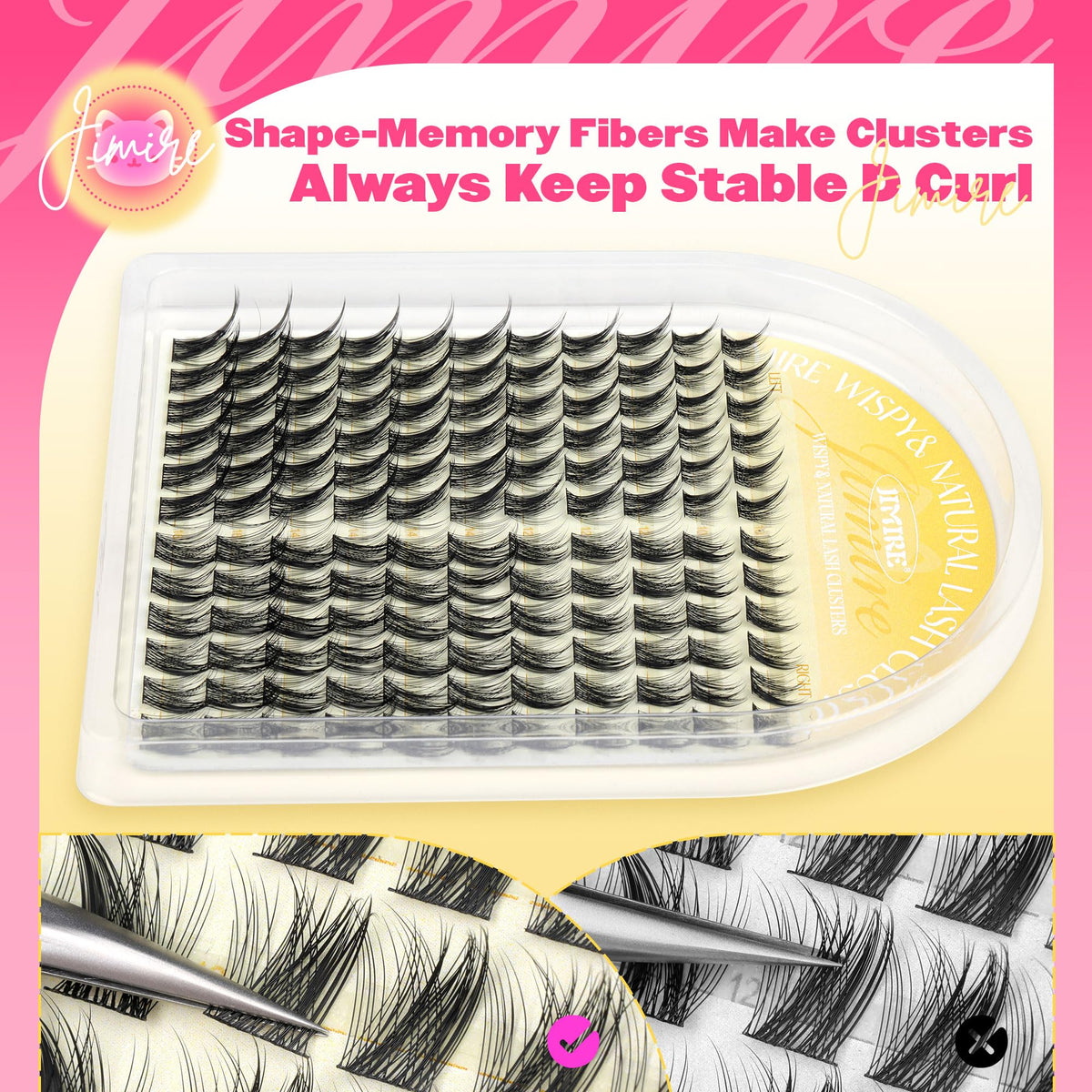 JIMIRE ruler showing 10–16mm lengths for graduated lash effect