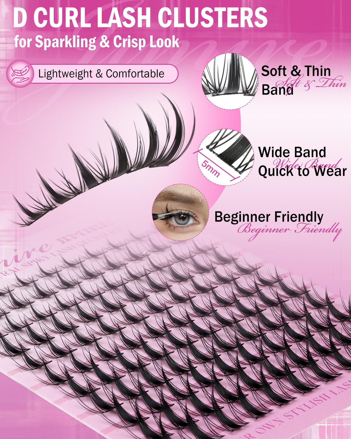 JIMIRE cluster lashes beside a coin to show compact size and travel friendliness