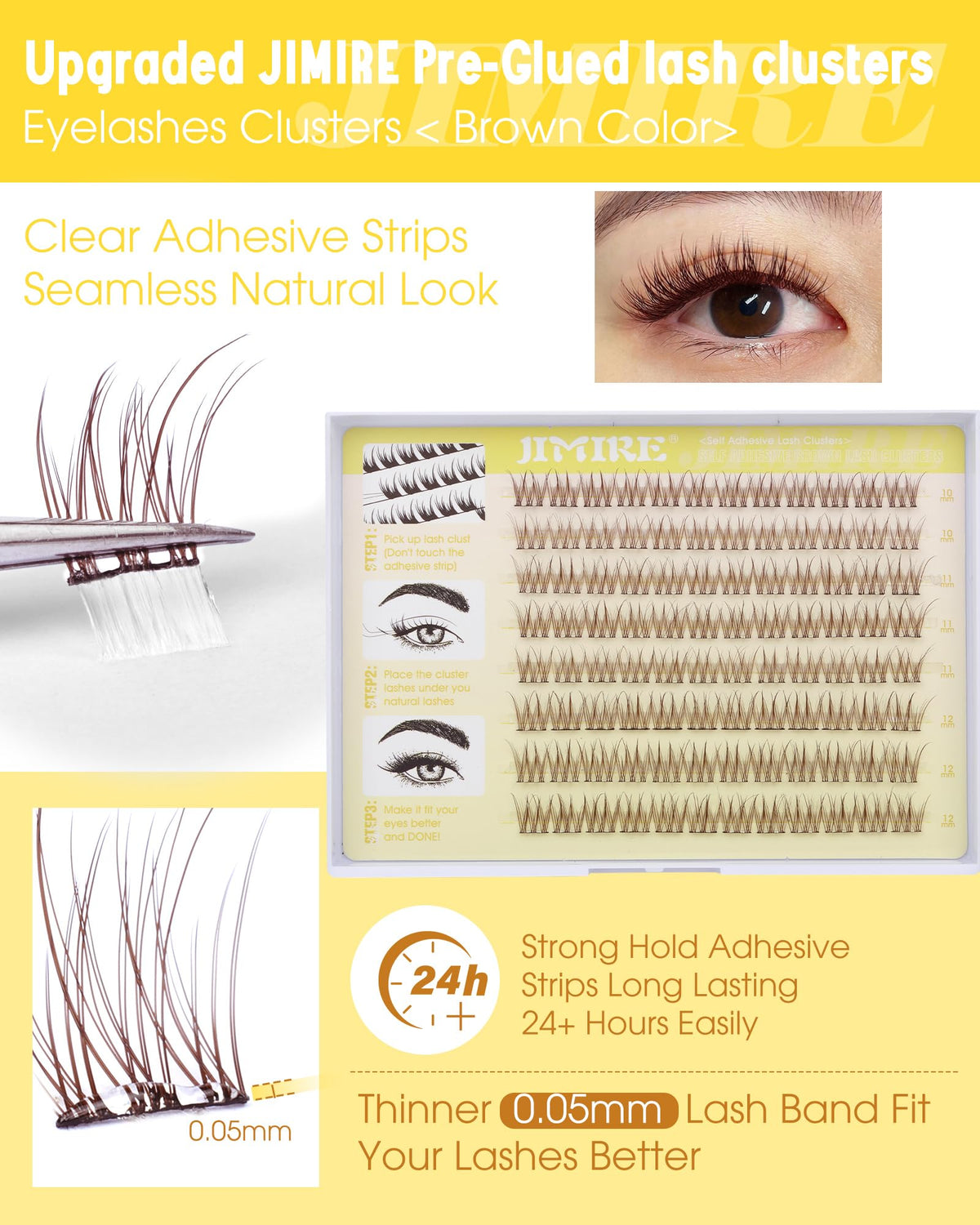 JIMIRE fiber texture close-up revealing wispy strands that blend naturally with lashes