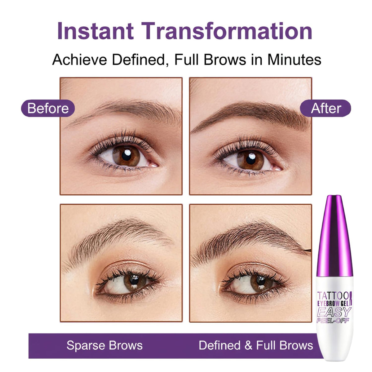 JIMYAUQIN gel tube and applicator displayed for precise brow shaping