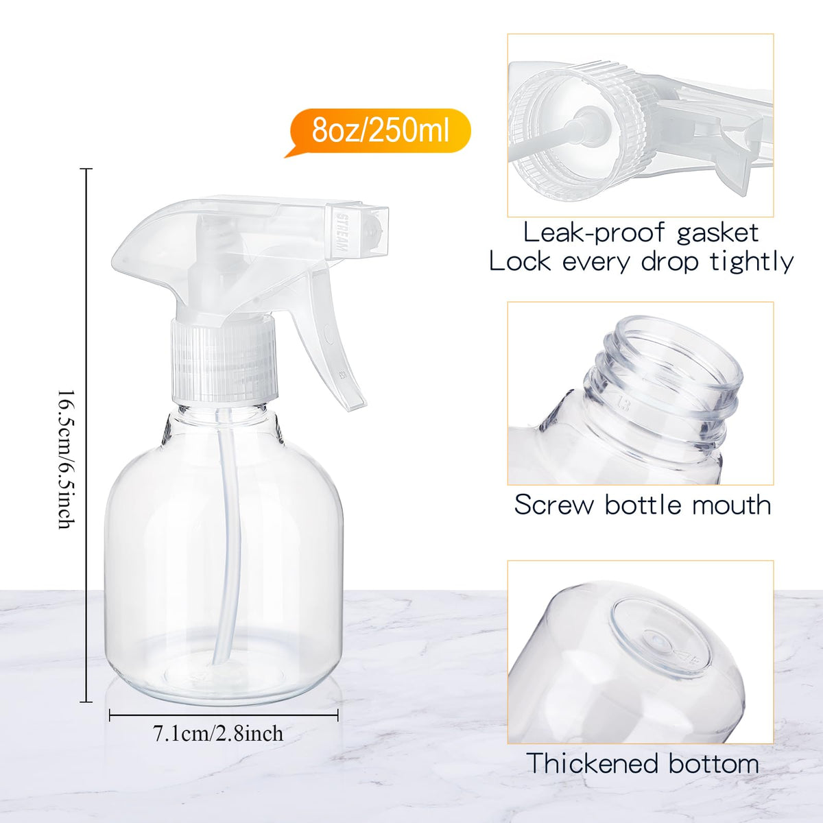 Jinei bottle next to ruler showing 6-inch height and 8 oz capacity
