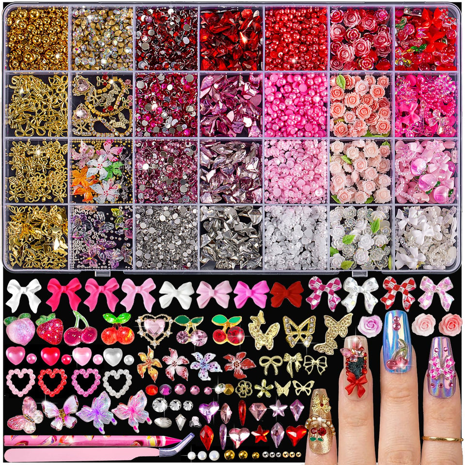 JINJINANV front view of 28-grid organizer showing all charms clearly