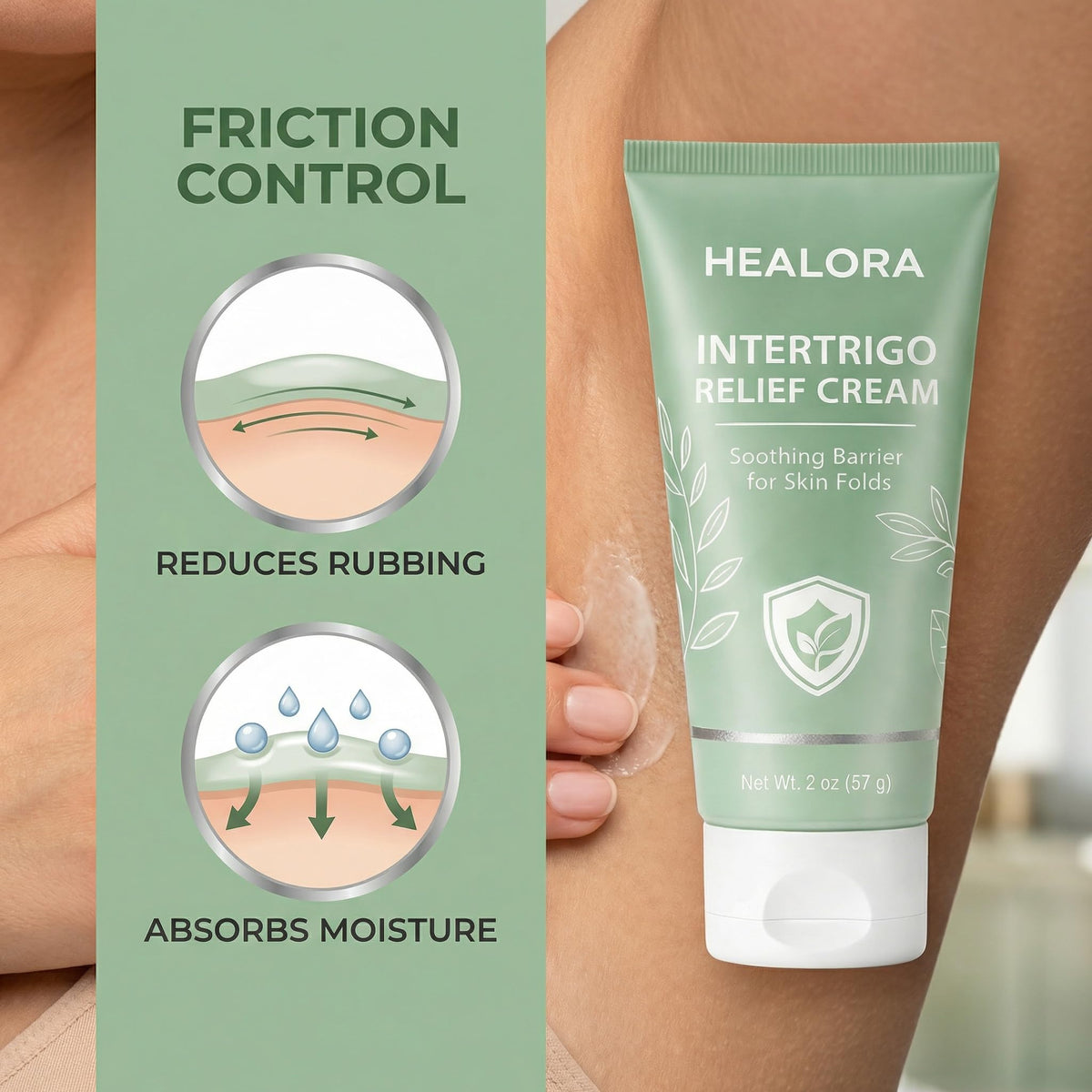 Person applying JINMAO Healora under breast demonstrating easy application