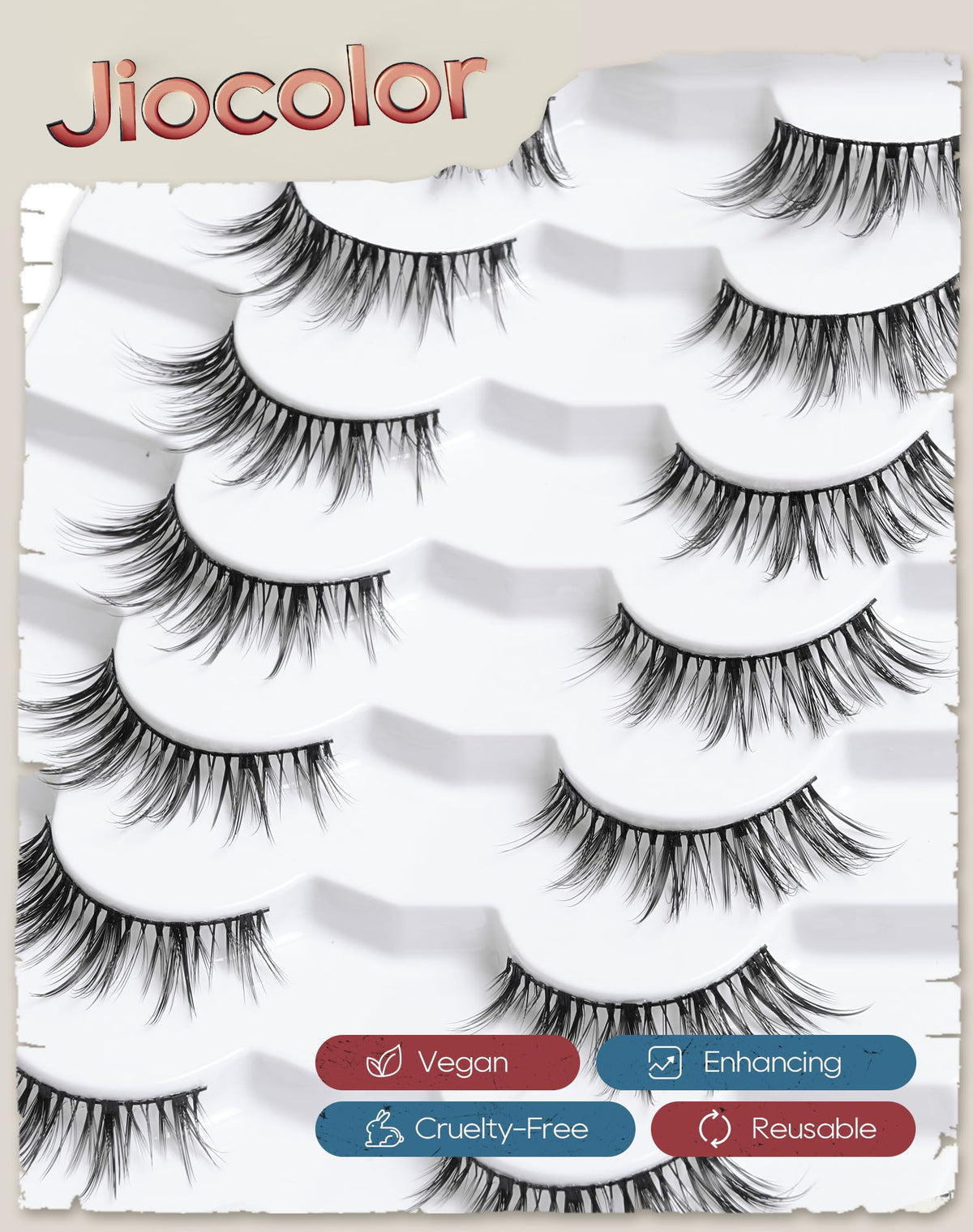 Jiocolor lashes worn on model side view demonstrating lifted cat-eye effect benefit