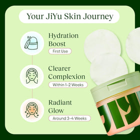 JiYu pad applied on cheek illustrating quick, no-rinse toning