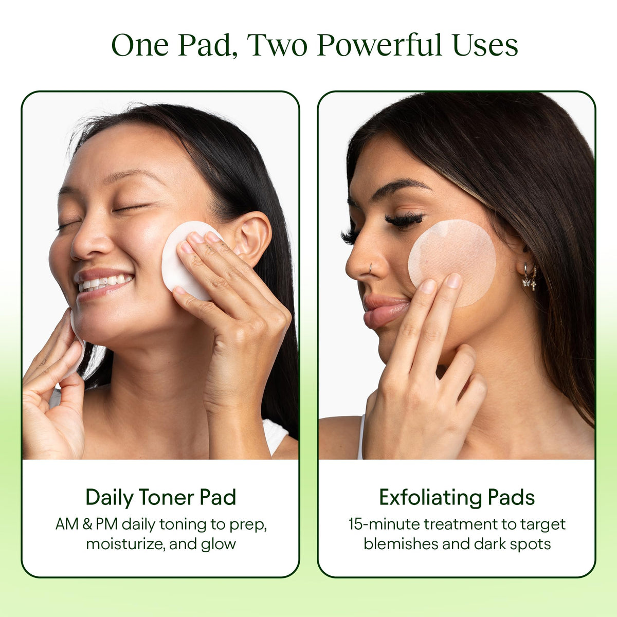 JiYu pad on face application demonstrating soothing hydration and prep