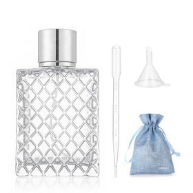 JJKMALL clear glass bottle front view showing durable design and refill convenience