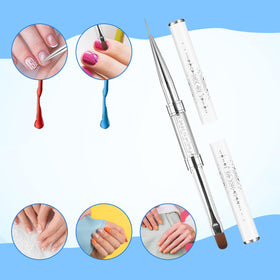 JJUNW brush held next to ruler showing 17 cm length for portable salon use