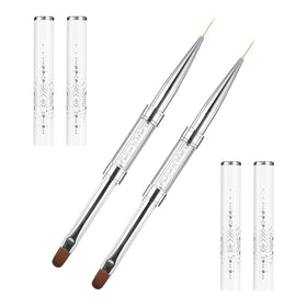 JJUNW double-ended brush front view showing both builder and liner tips for precise work