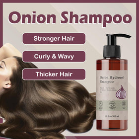 JLQJLQ label close-up highlighting onion hydrosol and biotin benefits