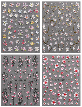 jmeowio four sheets layout displaying varied flower patterns for customization