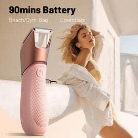 JMJDYITAO trimmer next to smartphone for compact size and travel ease