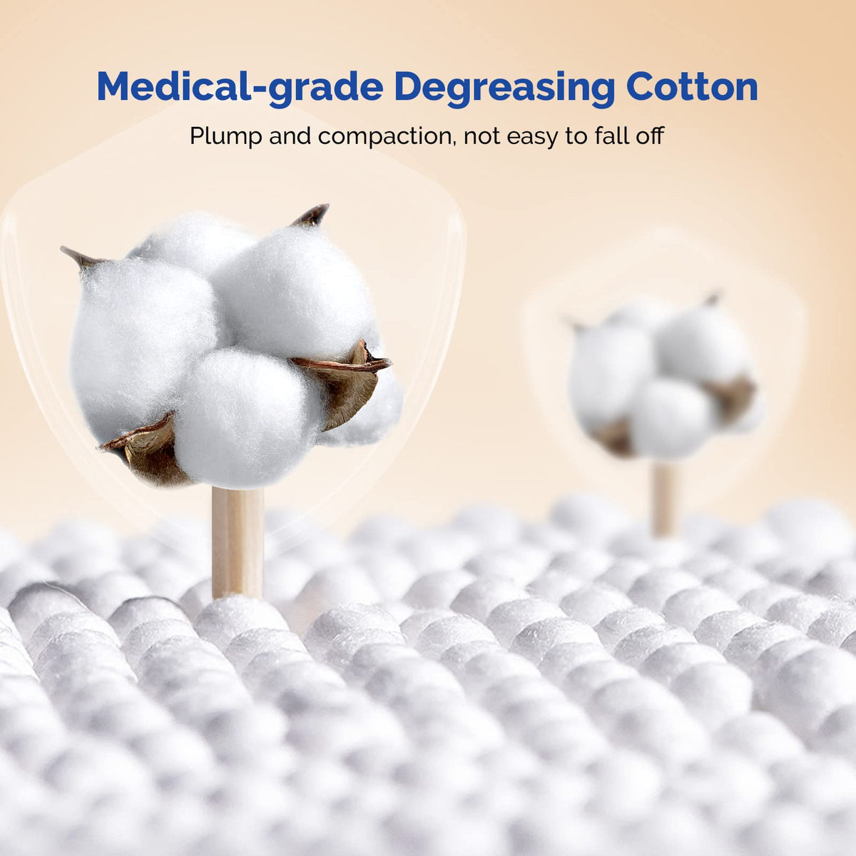 JMU close-up of dense cotton tip demonstrating high absorbency benefit