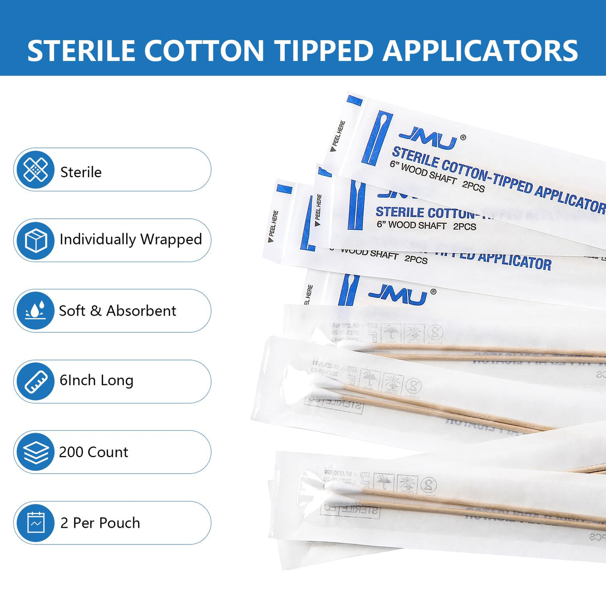 JMU cotton tip close-up highlighting firm, low-lint cotton for precise work