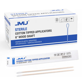 JMU front packaging showing 200-count box and sterile packs for easy storage