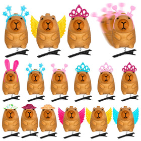 JMZYJZH front view of 12 capybara clips showing set variety and charm