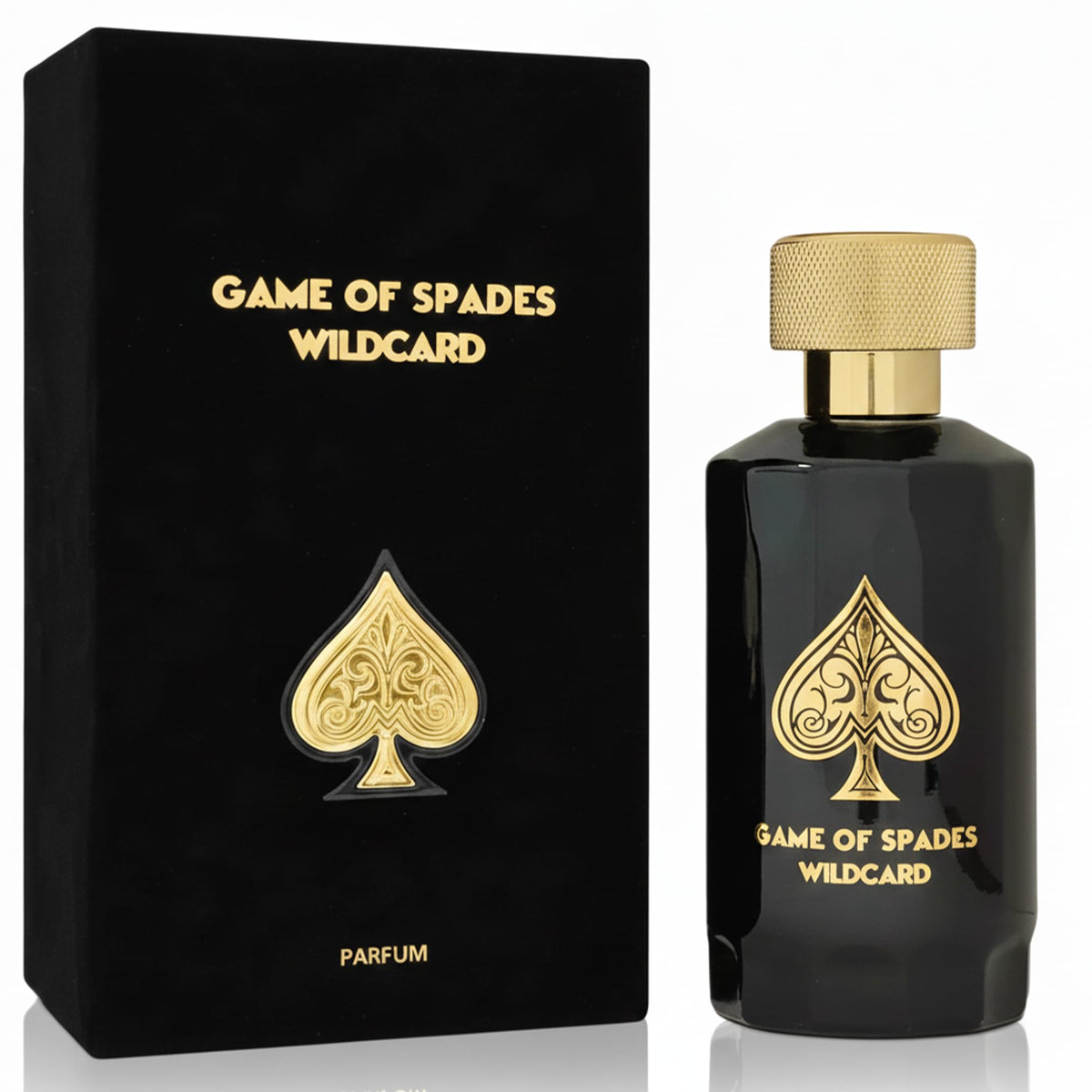 Jo Milano front bottle view showing elegant Game of Spades design and premium finish