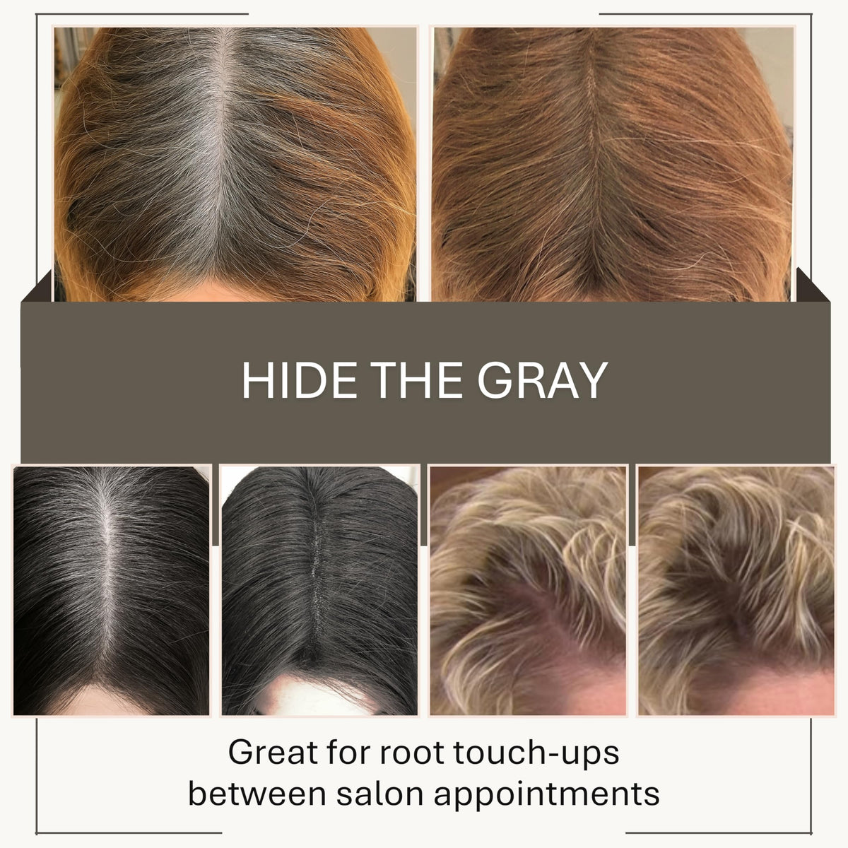 Joan Rivers close-up applying powder to hairline for instant fuller look