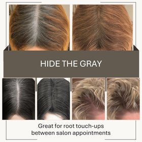 Joan Rivers Beauty applying powder to scalp to instantly conceal roots and thinning