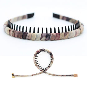 JOBAND headband beside ruler to show 0.8cm width and 1.5cm tooth length for accurate sizing