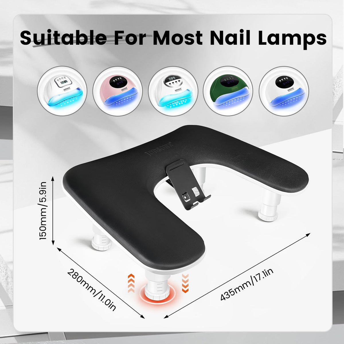 JODSONE anti-slip base underside demonstrating stability on salon tables