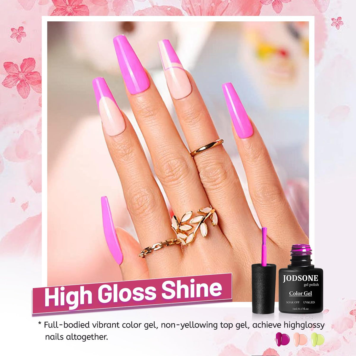JODSONE application close-up on nails showing neat coverage and professional finish benefit