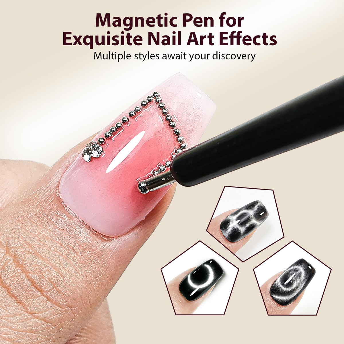 JODSONE 8mm and 10mm ball magnets detail creating dimensional bead highlights and textured nail effects