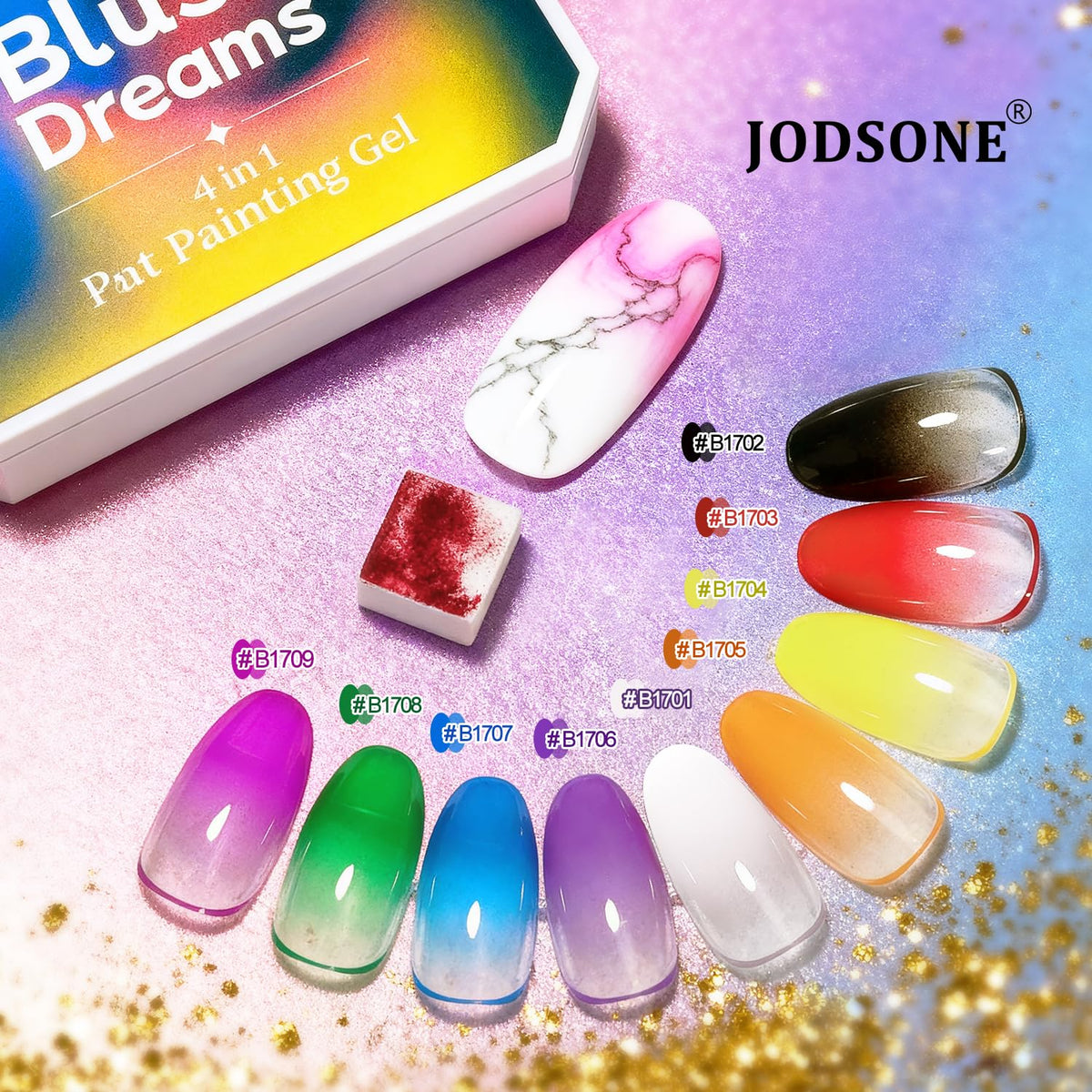 JODSONE color array top view displaying all nine shades for easy gradient planning