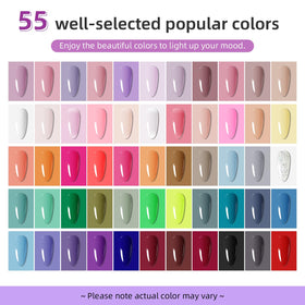 JODSONE spread of 55 gel polish colors showing variety for versatile looks