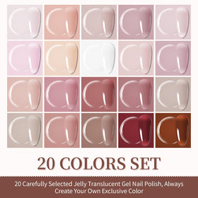 JODSONE color swatch array of 20 translucent jelly shades for mixing ideas