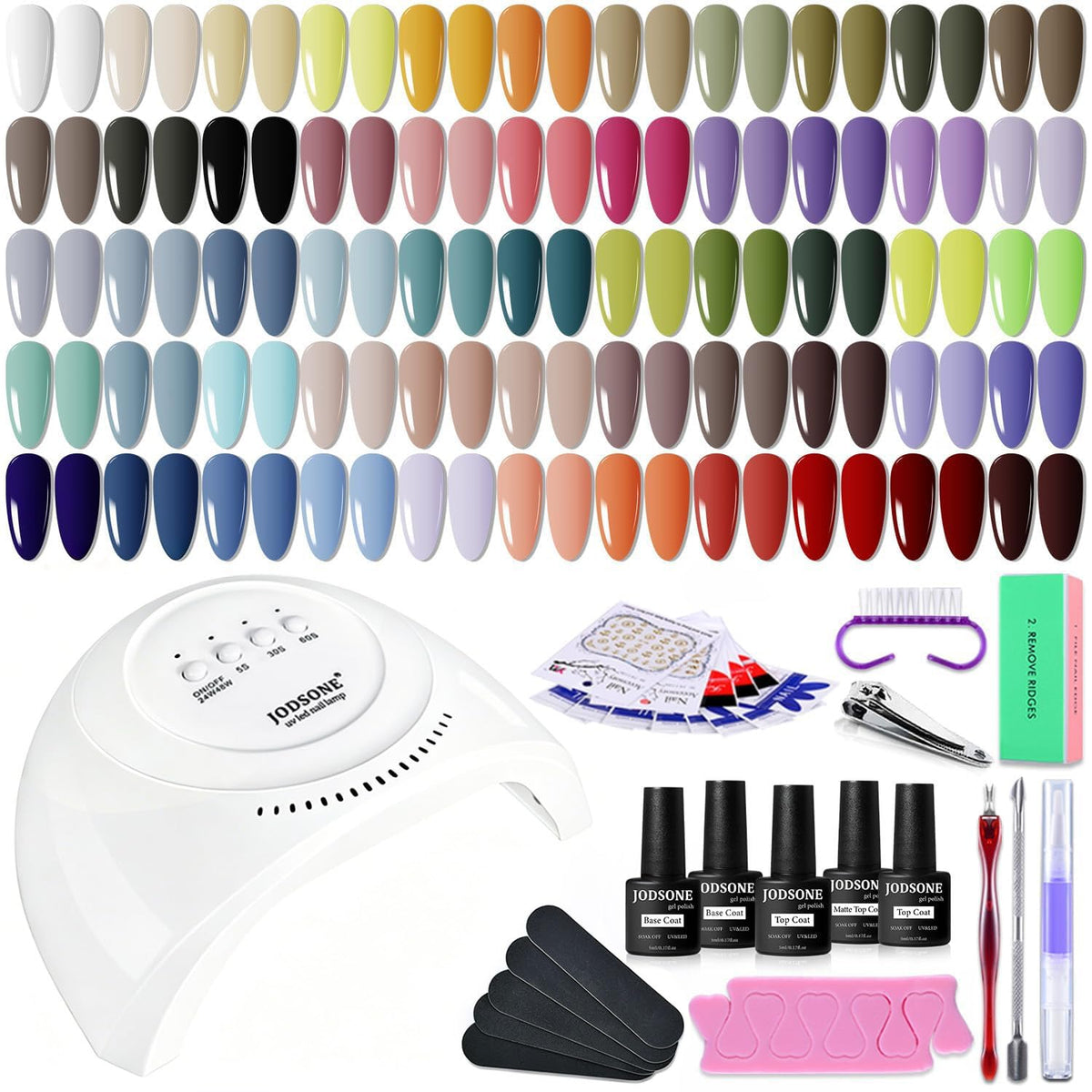 JODSONE front packaging showing full 60-piece kit and lamp benefit easy setup