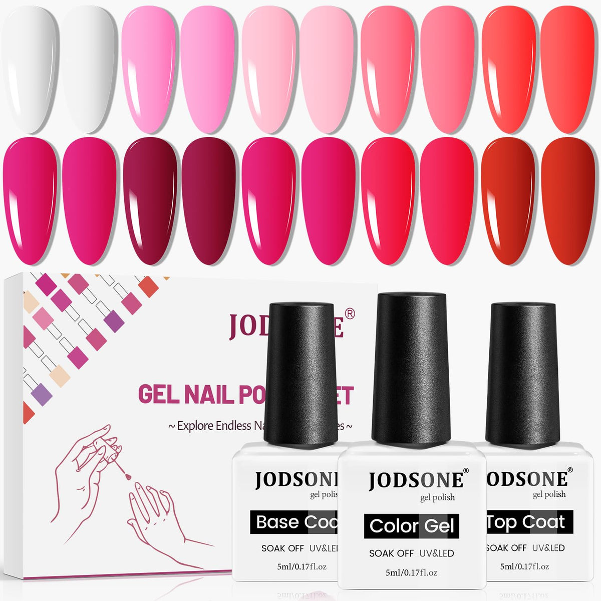 JODSONE front packaging showing all bottles and festive red pink palette for gifting