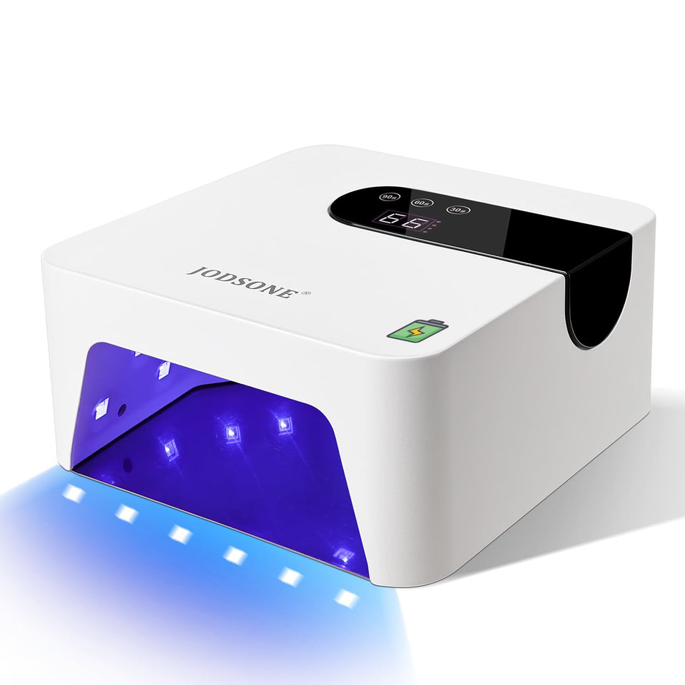 JODSONE front view of white rechargeable nail lamp shows compact design and portability